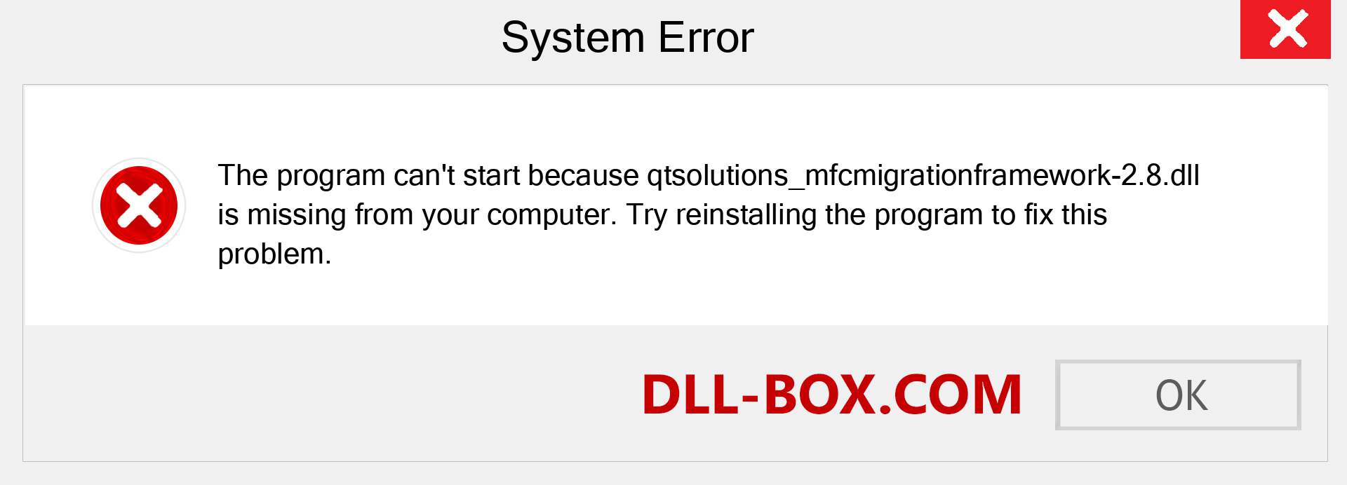  qtsolutions_mfcmigrationframework-2.8.dll file is missing?. Download for Windows 7, 8, 10 - Fix  qtsolutions_mfcmigrationframework-2.8 dll Missing Error on Windows, photos, images